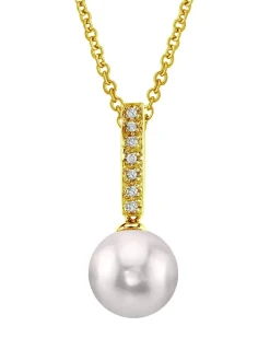 Akoya Pearl Dangling Diamond Pendant