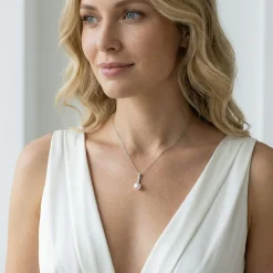 Akoya Pearl Dangling Diamond Pendant