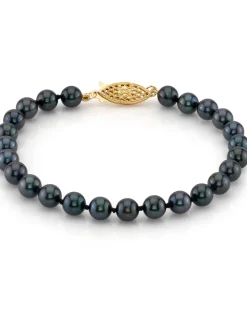Black Akoya Pearl Bracelet, 5.5-6.0mm - Choose Your Quality