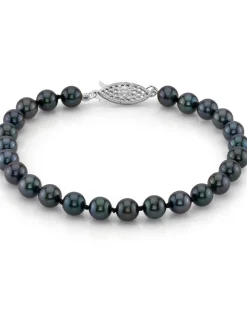 Black Akoya Pearl Bracelet, 5.5-6.0mm - Choose Your Quality