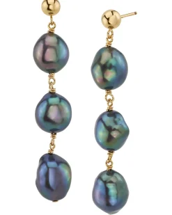 Black Freshwater Pearl Becca Earrings