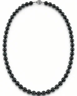 Black Japanese Akoya Black Pearl Necklace, 6.5-7.0mm - AA+ Quality