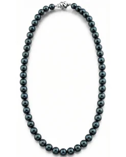 Black Japanese Akoya Choker Length Pearl Necklace, 6.5-7.0mm - AA+ Quality