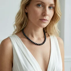 Black Japanese Akoya Pearl Necklace 8.0-8.5mm - AAA Quality