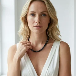 Black Japanese Akoya Pearl Necklace 8.0-8.5mm - AAA Quality