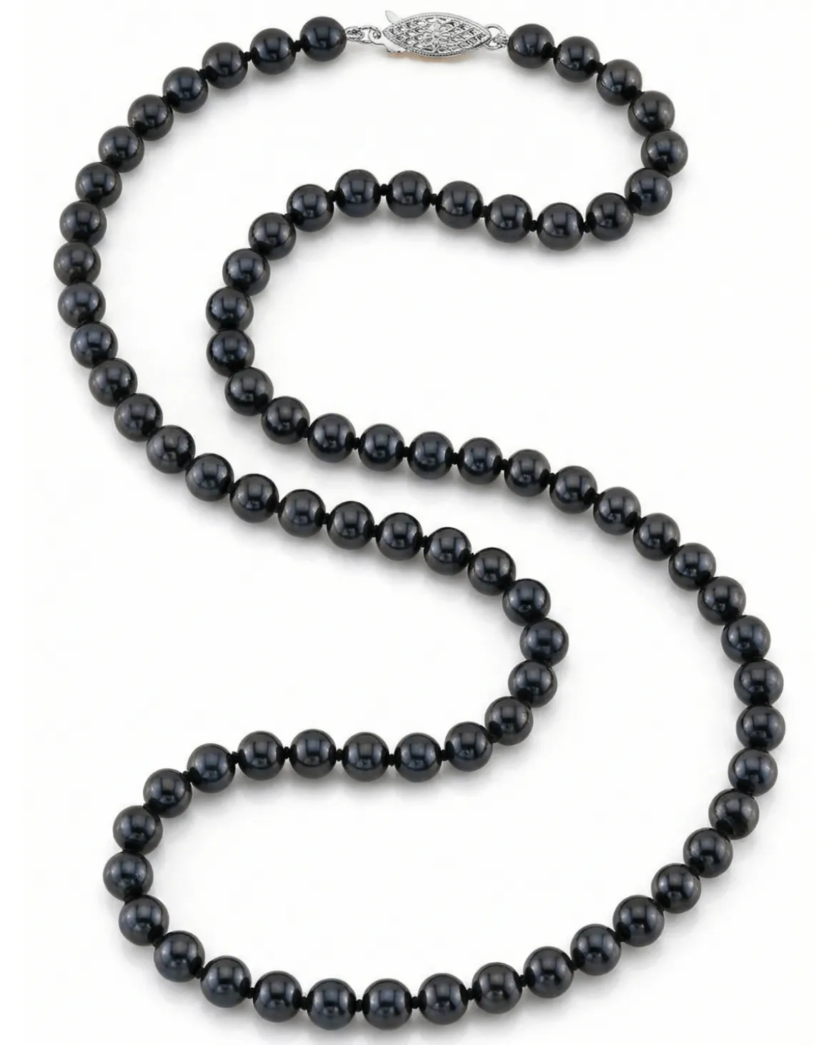 Black Japanese Akoya Pearl Necklace, 5.5-6.0mm - AAA Quality