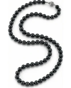 Black Japanese Akoya Pearl Necklace, 6.5-7.0mm - AAA Quality