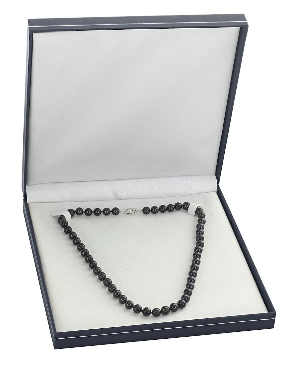 Black Japanese Akoya Pearl Necklace, 7.5-8.0mm - AAA Quality