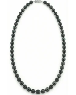 Black Japanese Akoya Pearl Necklace, 7.0-7.5mm - AAA Quality