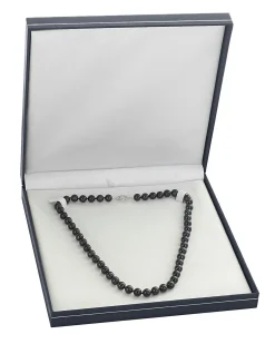 Black Japanese Akoya Pearl Necklace, 7.0-7.5mm - AAA Quality