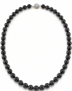 Black Japanese Akoya Pearl Necklace, 8.5-9.0mm - AAA Quality