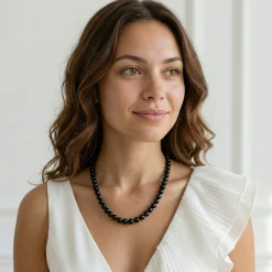 Black Japanese Akoya Pearl Necklace, 8.5-9.0mm - AAA Quality