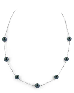 Black Japanese Akoya Pearl Tin Cup Necklace