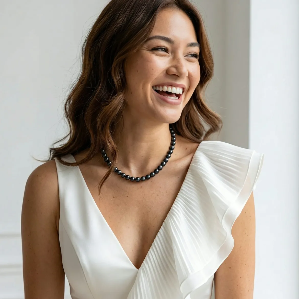 Black Japanese Akoya Pearl Necklace, 7.0-7.5mm - AA+ Quality