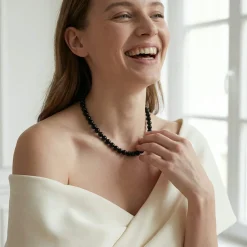 Black Japanese Akoya Pearl Necklace, 8.0-8.5mm - AA+ Quality