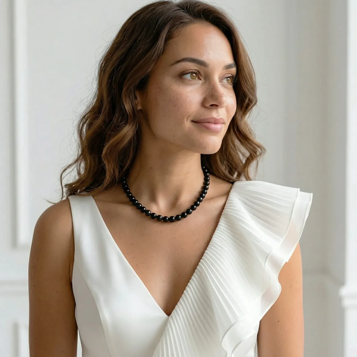 Black Japanese Akoya Pearl Necklace, 8.5-9.0mm - AA+ Quality