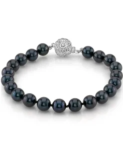 Black Japanese Akoya Pearl Bracelet, 7.0-7.5mm