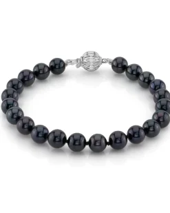 Black Japanese Akoya Pearl Bracelet, 6.5-7.0mm