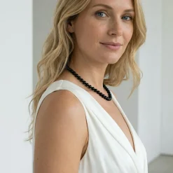 Black Japanese Akoya Pearl Necklace, 7.5-8.0mm - AA+ Quality