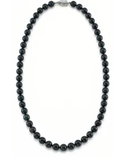 Black Japanese Akoya Pearl Necklace, 7.5-8.0mm - AA+ Quality