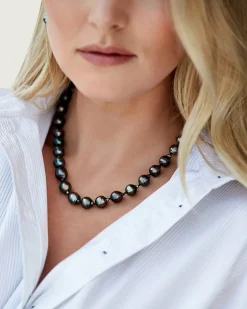Black Tahitian Baroque Pearl Necklace, 9.0-11.0mm
