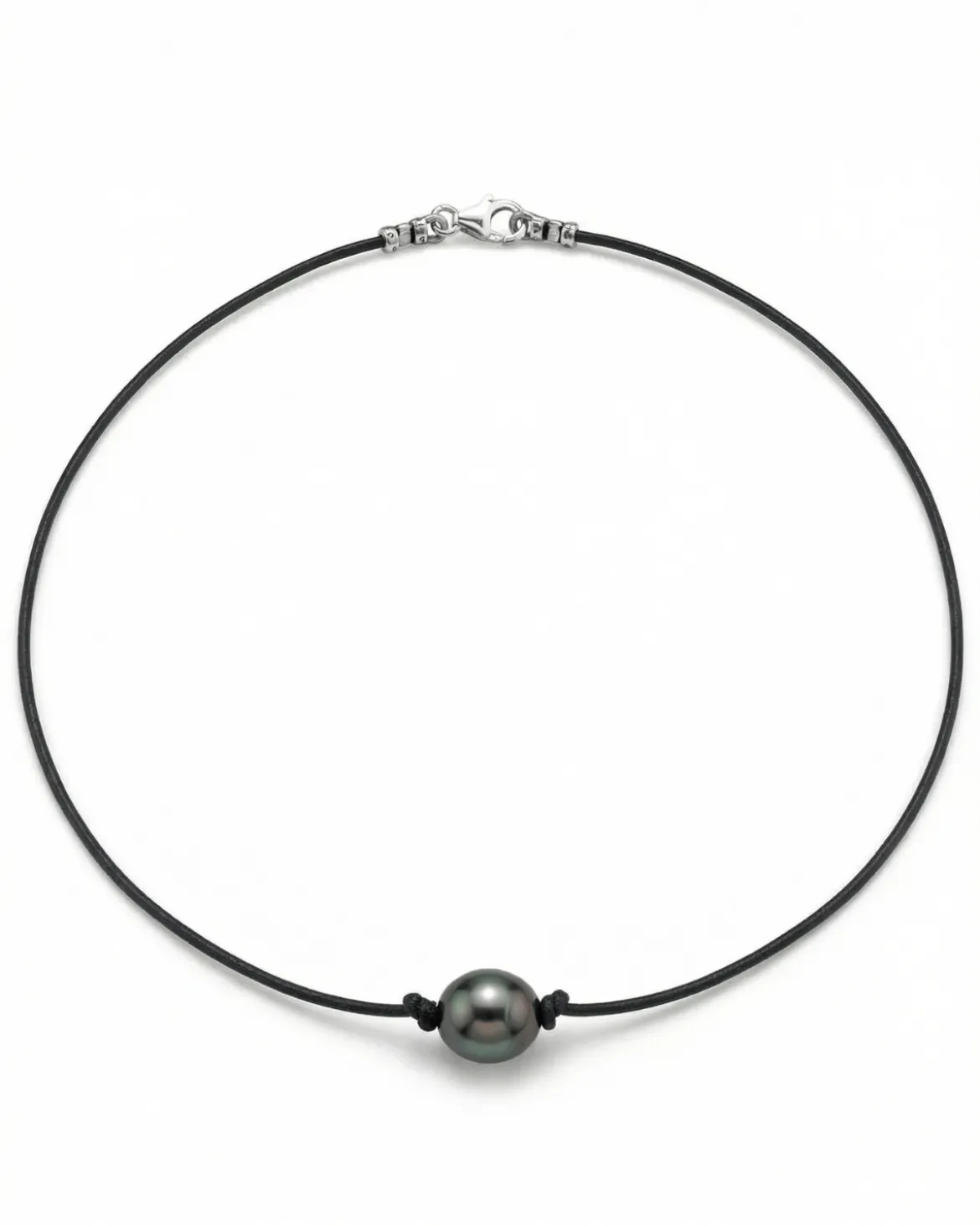 Black Tahitian Baroque Pearl on Leather Necklace