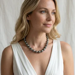 Black Tahitian Drop-Shape Pearl Necklace, 9.0-11.0mm - AAAA Quality