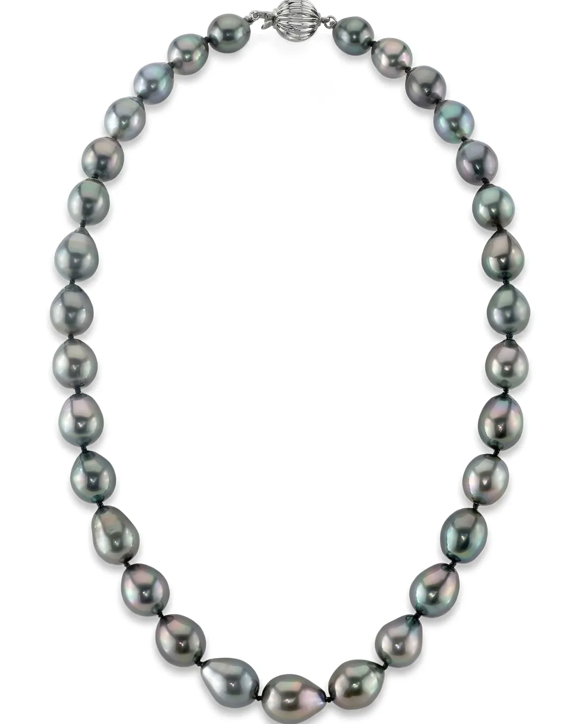 Black Tahitian Drop-Shape Pearl Necklace, 9.0-11.0mm - AAAA Quality