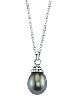 Black Tahitian Drop-Shaped Pearl Solitaire Pendant