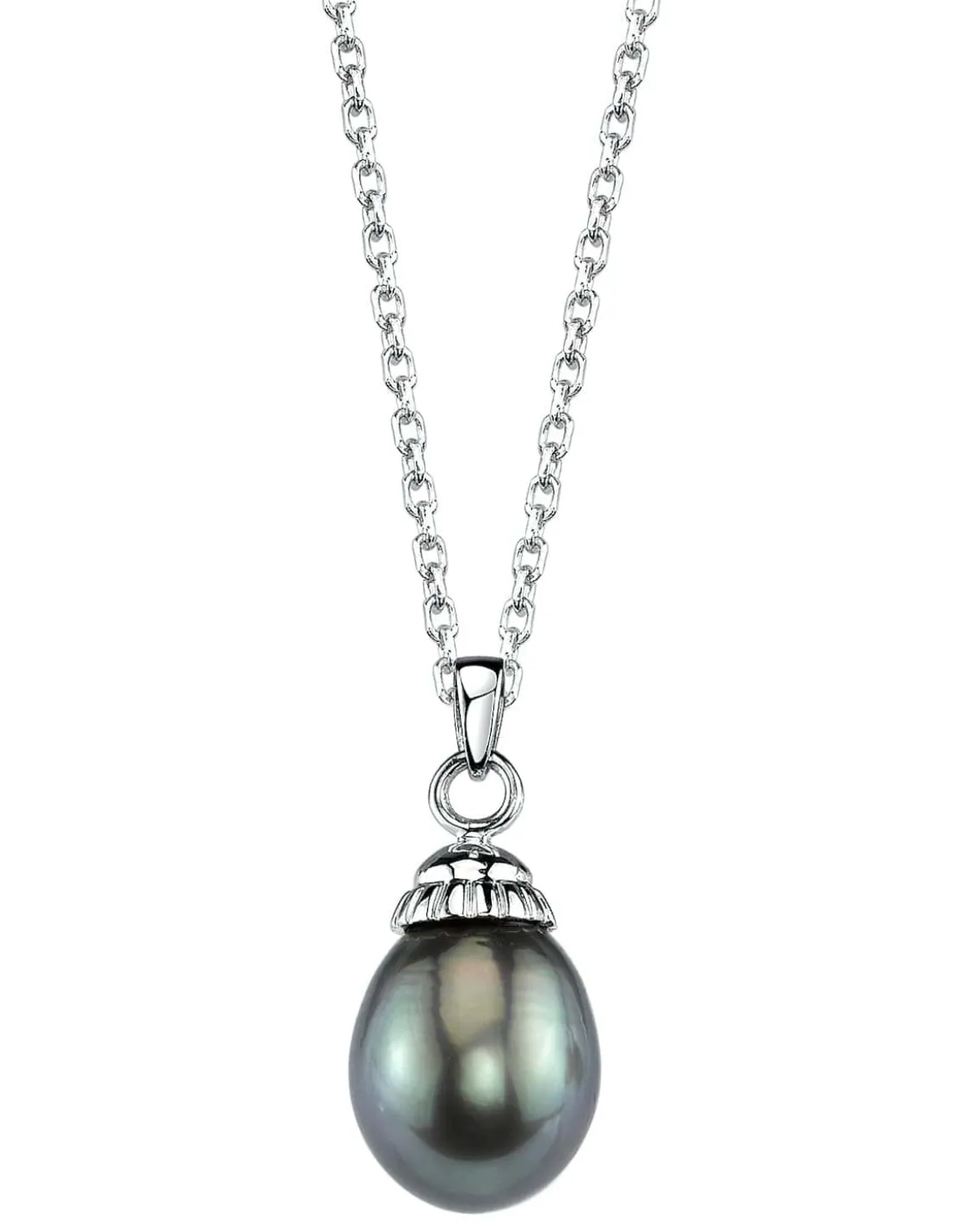 Black Tahitian Drop-Shaped Pearl Solitaire Pendant