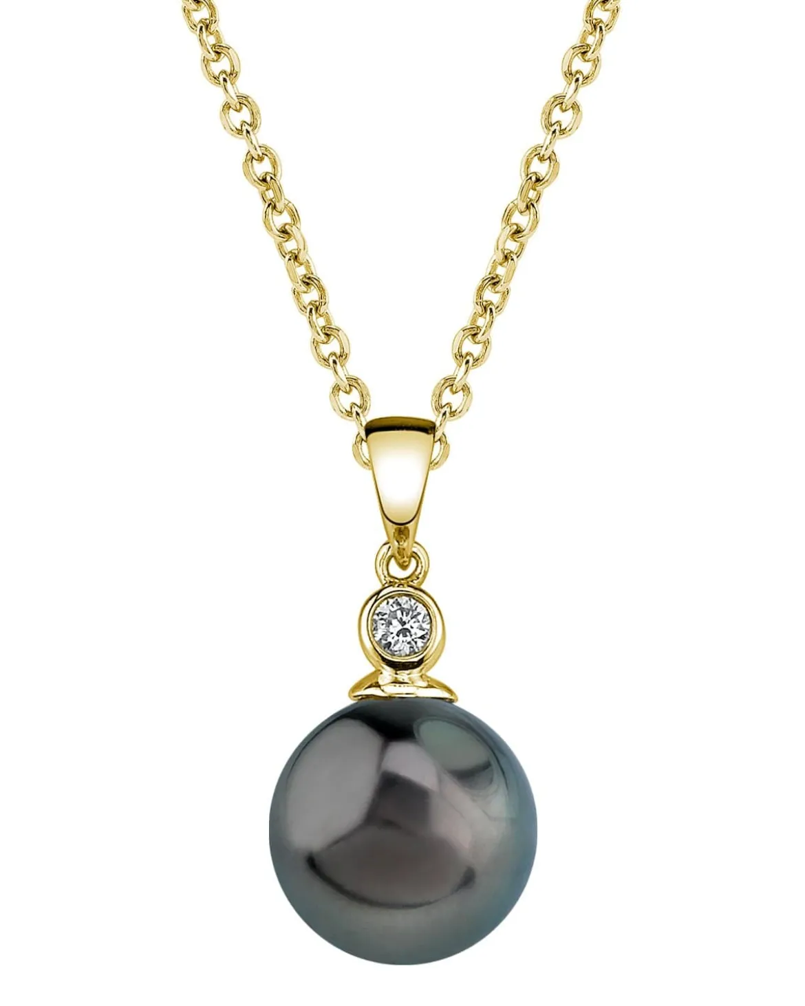 Black Tahitian Pearl & Diamond Bezel Pendant