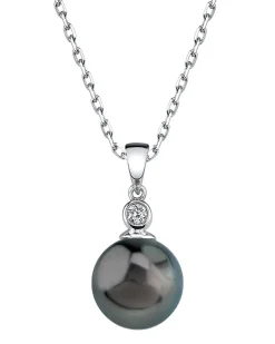 Black Tahitian Pearl & Diamond Bezel Pendant