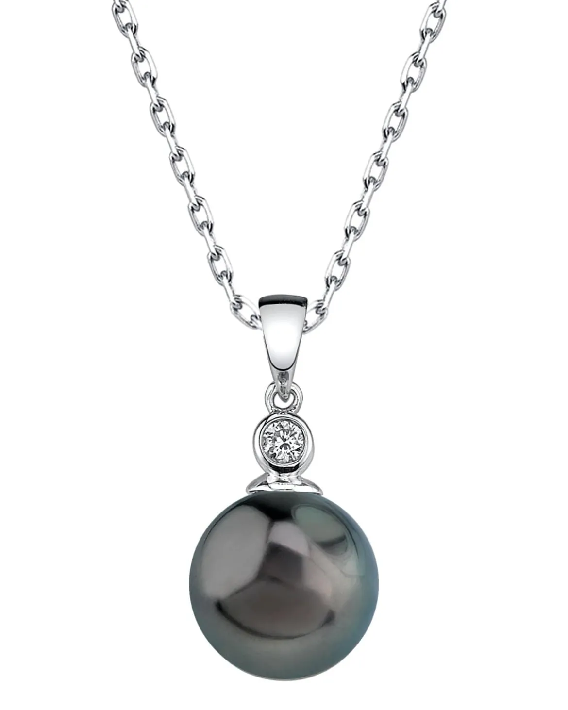 Black Tahitian Pearl & Diamond Bezel Pendant