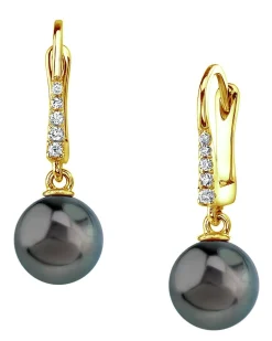 Black Tahitian Pearl & Diamond Equinox Dangle Earrings