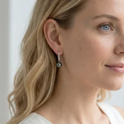 Black Tahitian Pearl & Diamond Equinox Dangle Earrings