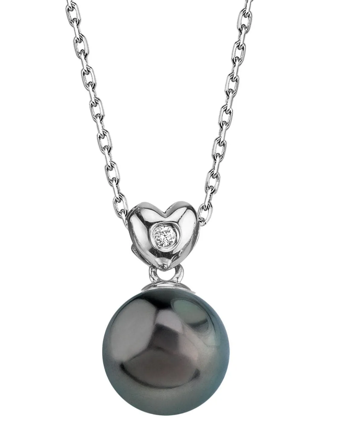 Black Tahitian Pearl & Diamond Sweetheart Pendant