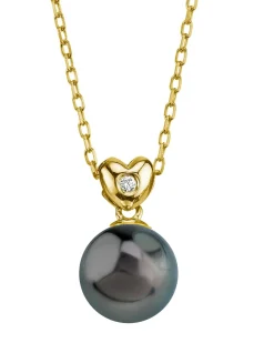 Black Tahitian Pearl & Diamond Sweetheart Pendant