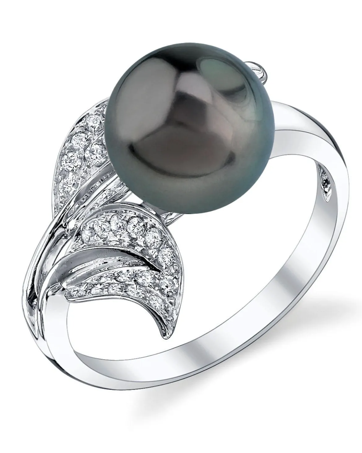 Black Tahitian Pearl & Diamond Hazakura Ring