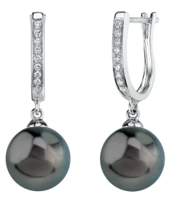 Black Tahitian Pearl & Diamond Captivate Dangle Earrings