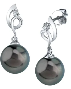 Black Tahitian Pearl & Diamond Pirouette Earrings