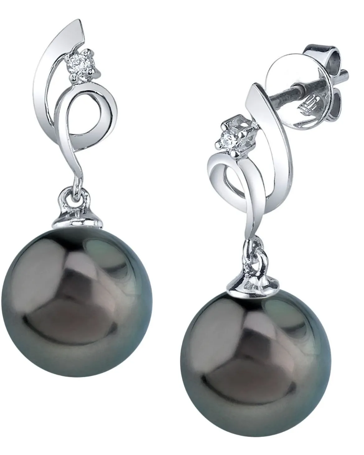 Black Tahitian Pearl & Diamond Pirouette Earrings