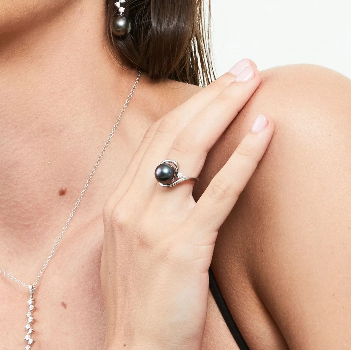 Black Tahitian Pearl & Diamond Sorbet Cocktail Ring