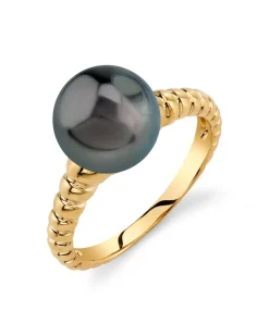 Black Tahitian Pearl Echo Solitaire Ring