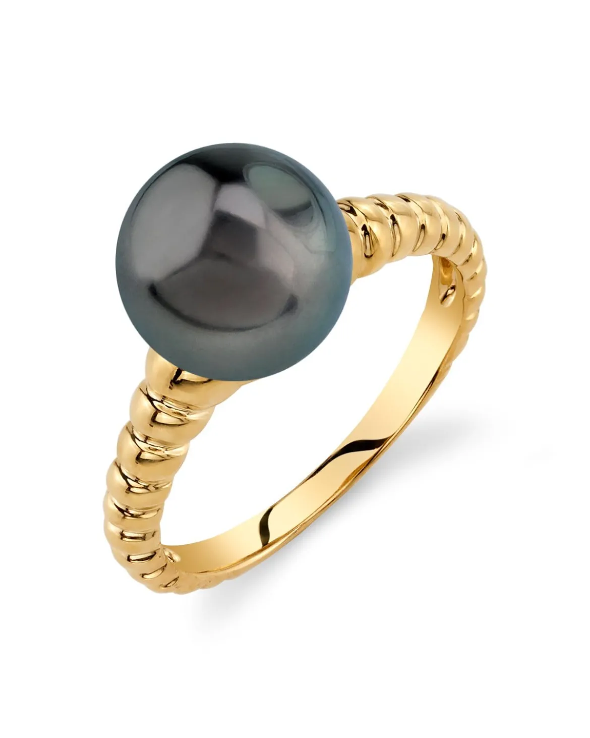 Black Tahitian Pearl Echo Solitaire Ring