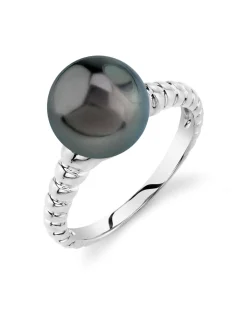 Black Tahitian Pearl Echo Solitaire Ring