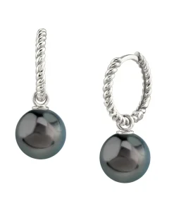 Black Tahitian Pearl Lyra Dangle Earrings