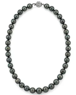 Black Tahitian Pearl Necklace, 9.0-11.0mm - AAA Quality