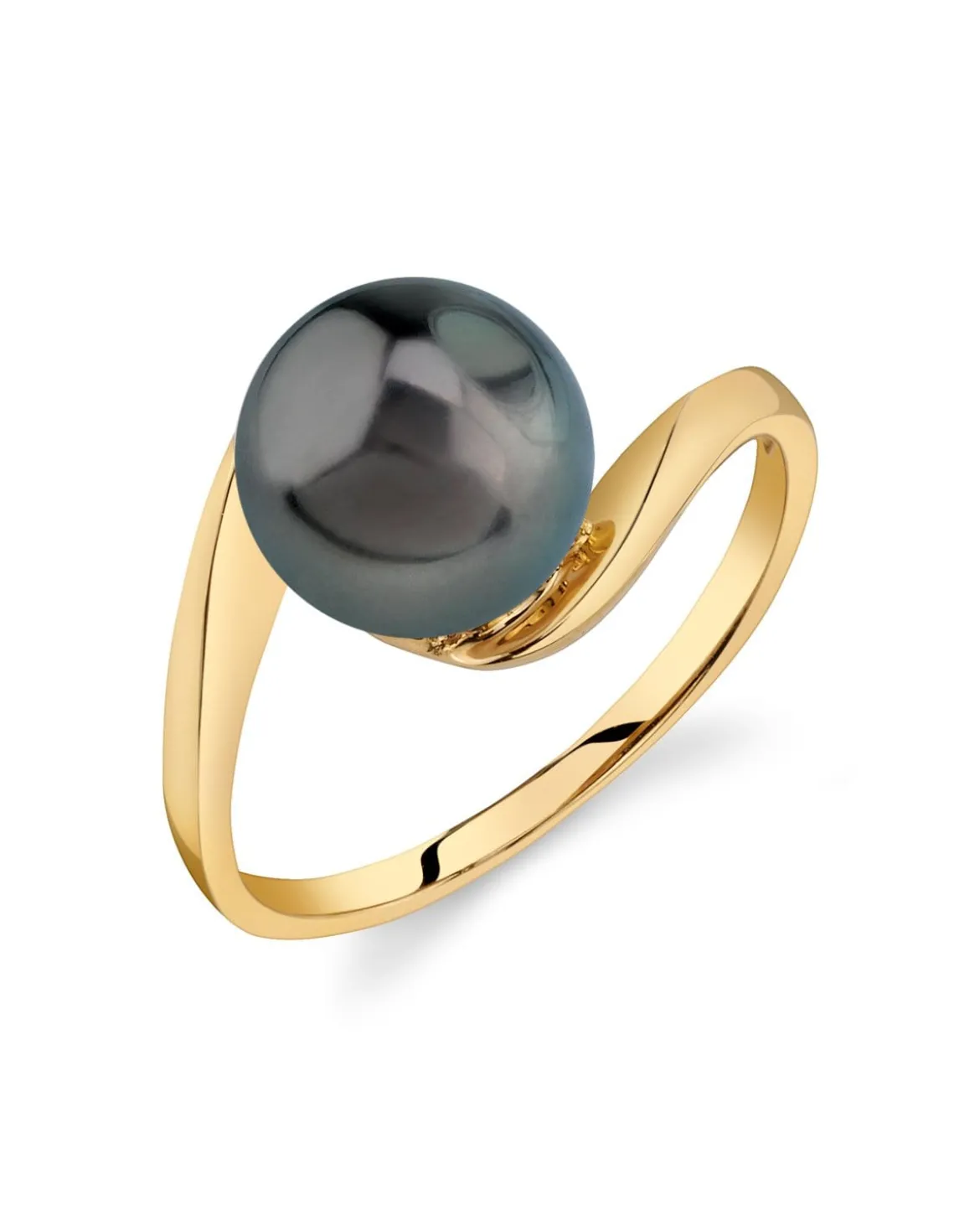 Black Tahitian Pearl River Solitaire Ring