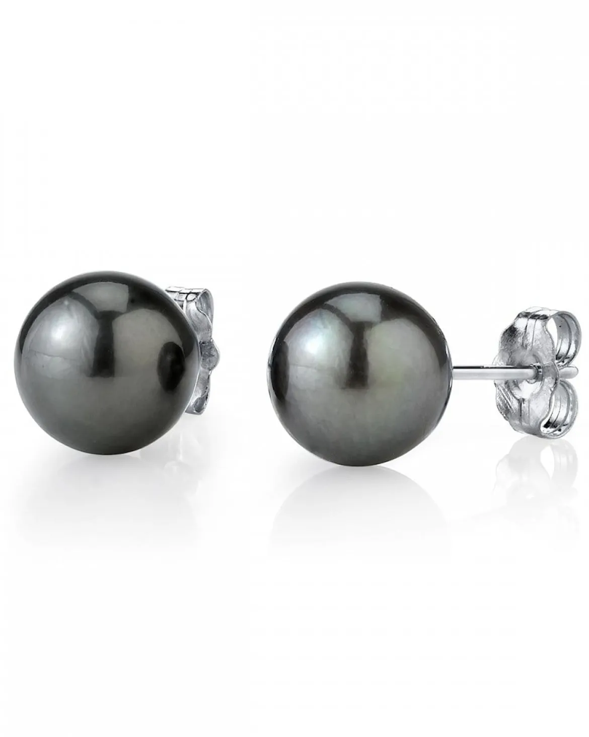Black Tahitian Pearl Stud Earrings, 9.0-10.0mm