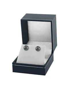Black Tahitian Pearl Stud Earrings, 8.0-9.0mm